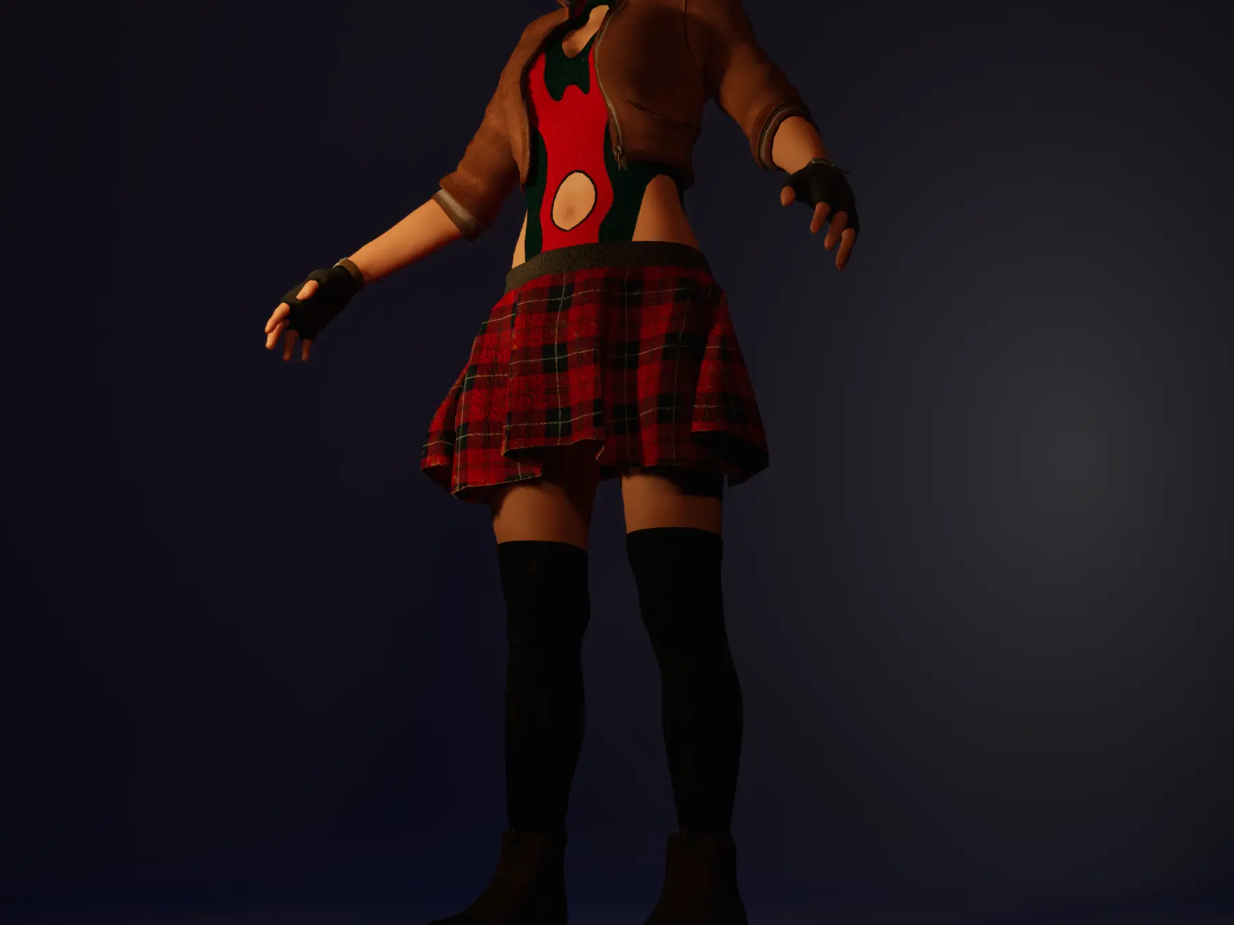 Low-angle outfit render of Myla
